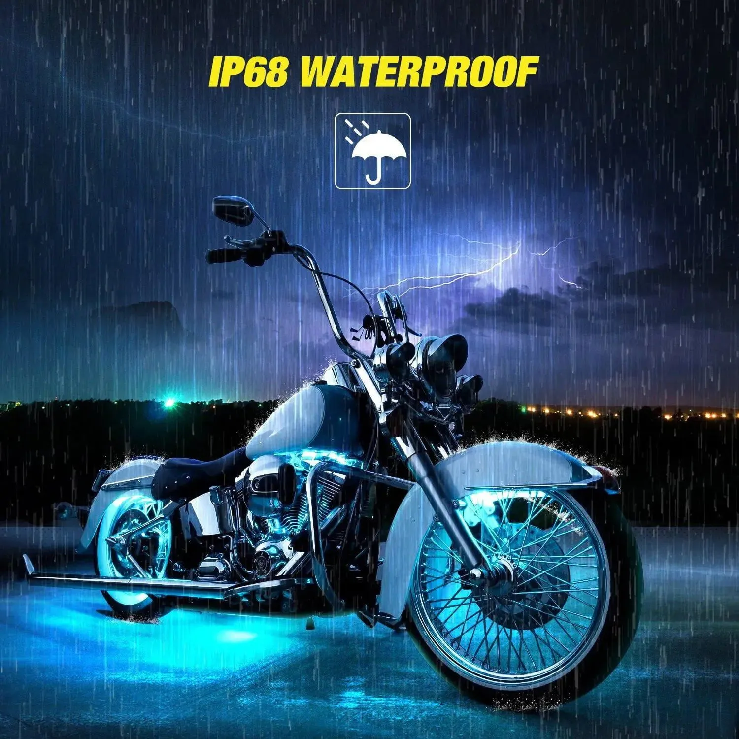 Motorcycle RGB RF Remote Control LED Strip Lights 8PCS