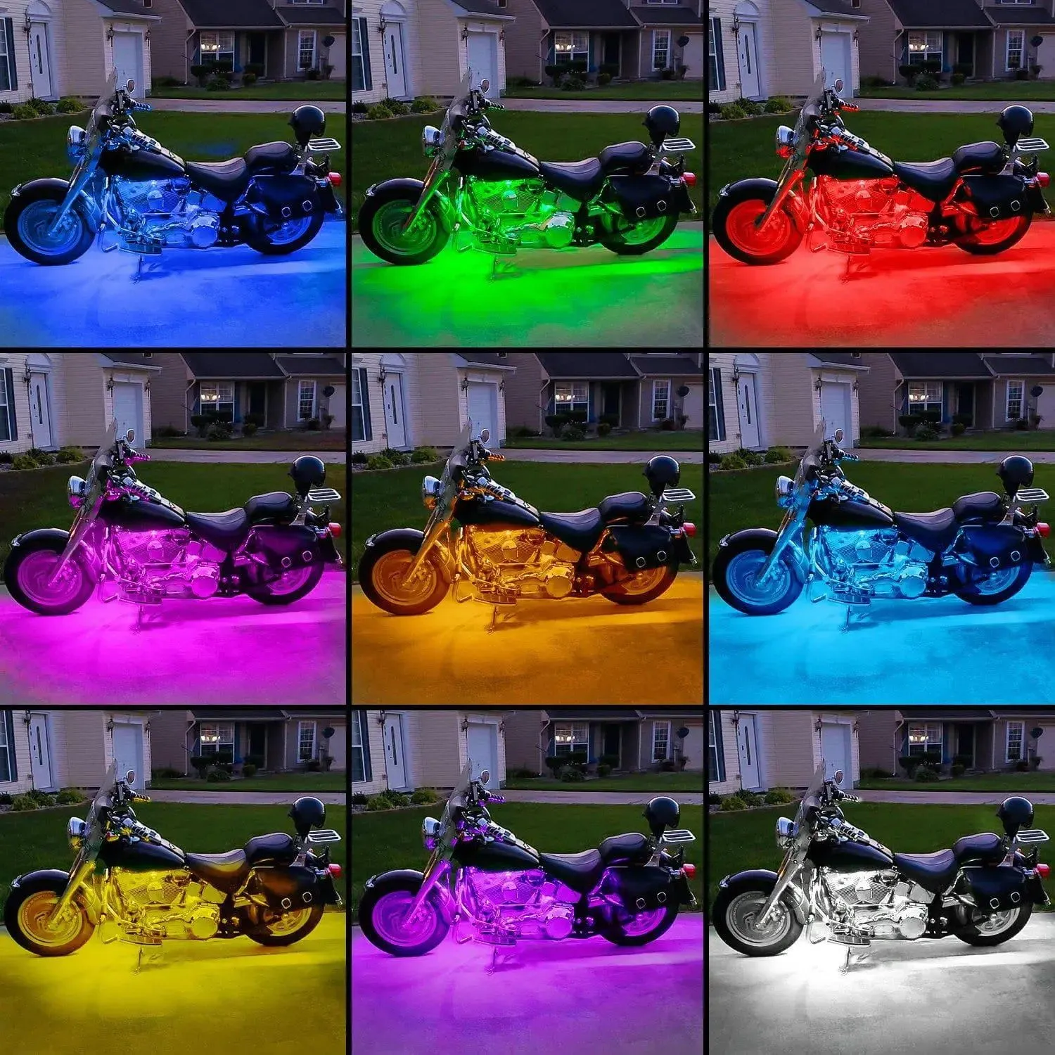 Motorcycle RGB RF Remote Control LED Strip Lights 8PCS