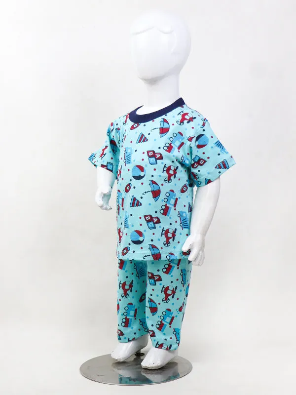 NG Kids Jersey Night Suit 1Yrs - 8Yrs Light Ferozi