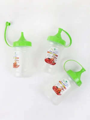 Novel Transparent Pack of 3 Small Ketchup Bottle Green