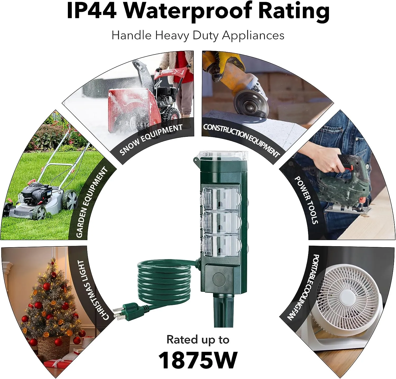 Outdoor Remote Control  Power Strip Yard Stake 6 Grounded Outlets Waterproof (2, 4, 6, 8 Hour) HBN