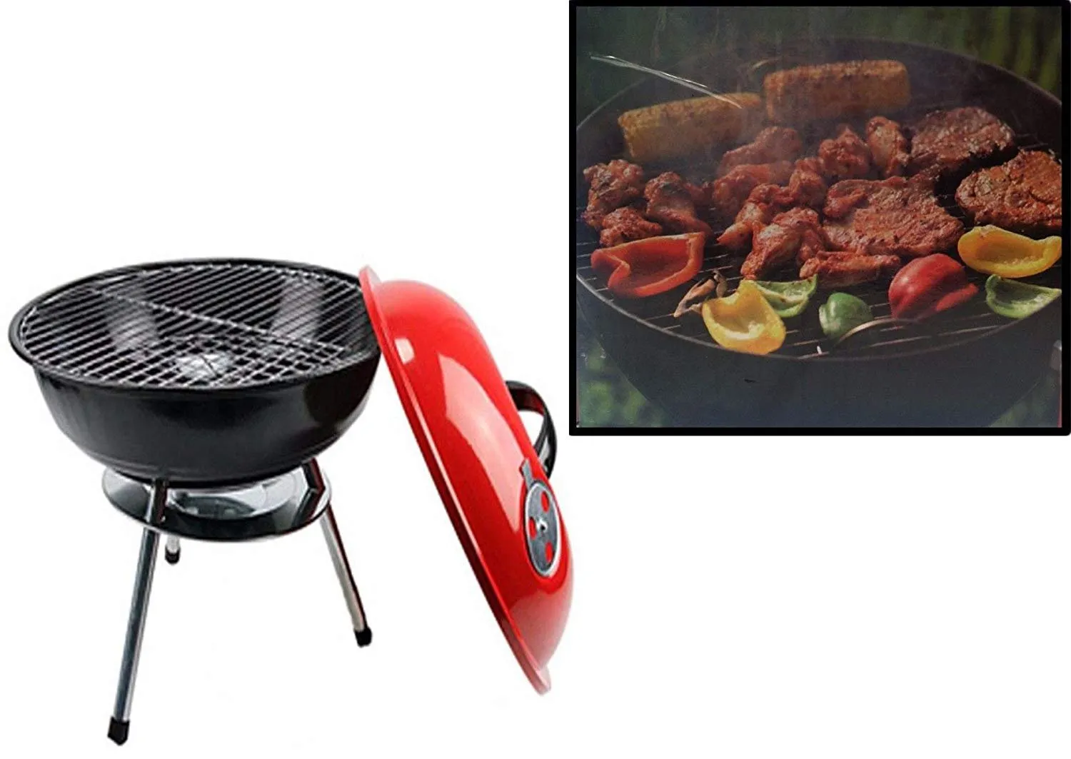Portable 14" Charcoal Grill Outdoor BBQ