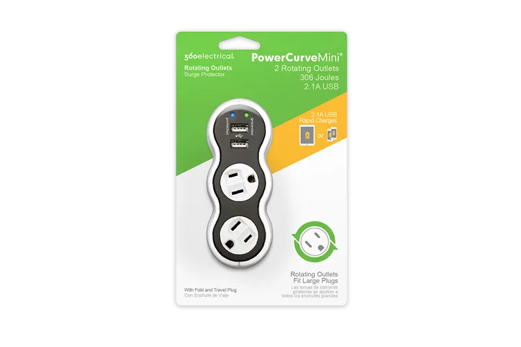 PowerCurve Mini Rotating Outlets Surge Protector