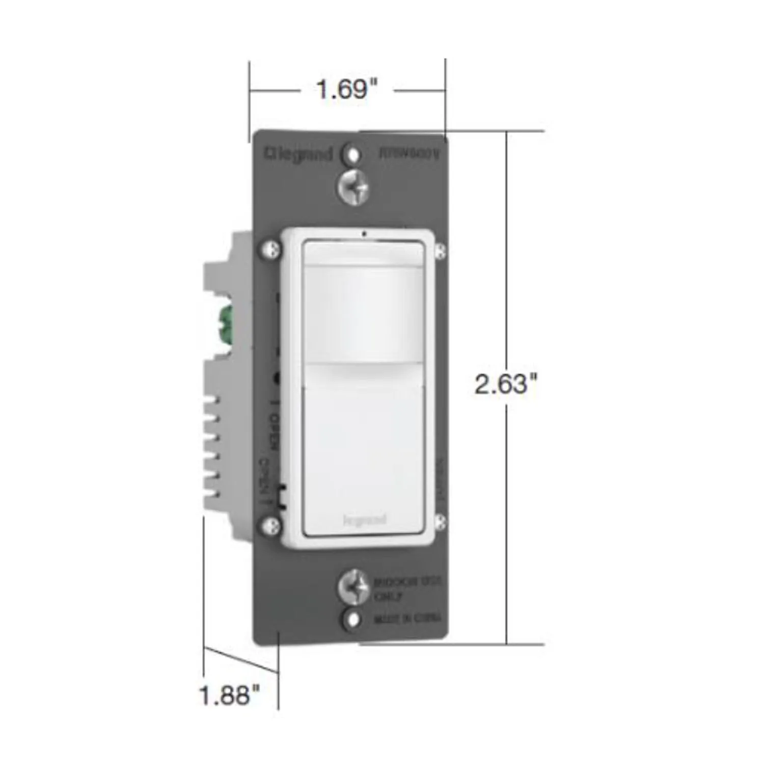 radiant Vacancy Sensor, Single Pole or 3-Way, 600W, 120V, Black