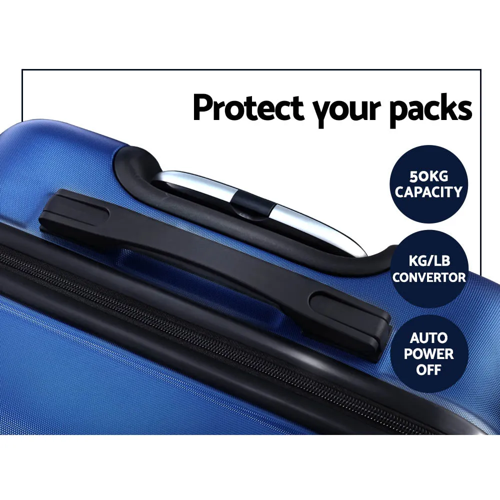 Set of 2 Luggage Travel Sets Suitcase Trolley TSA Lock Bonus Blue