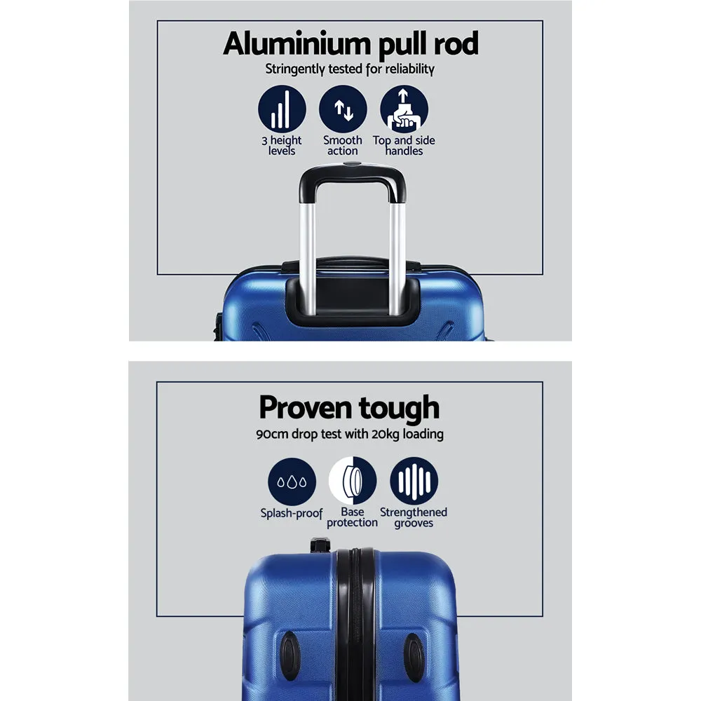 Set of 2 Luggage Travel Sets Suitcase Trolley TSA Lock Bonus Blue