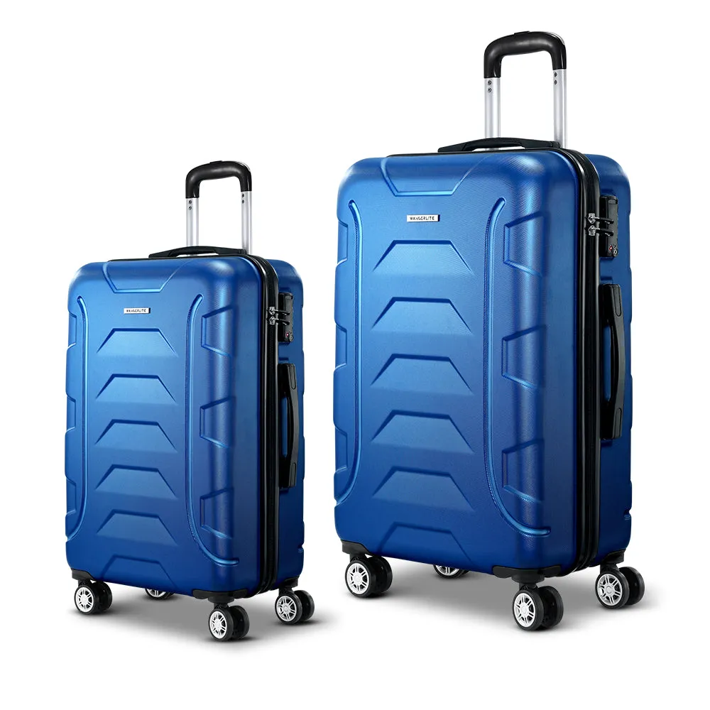 Set of 2 Luggage Travel Sets Suitcase Trolley TSA Lock Bonus Blue
