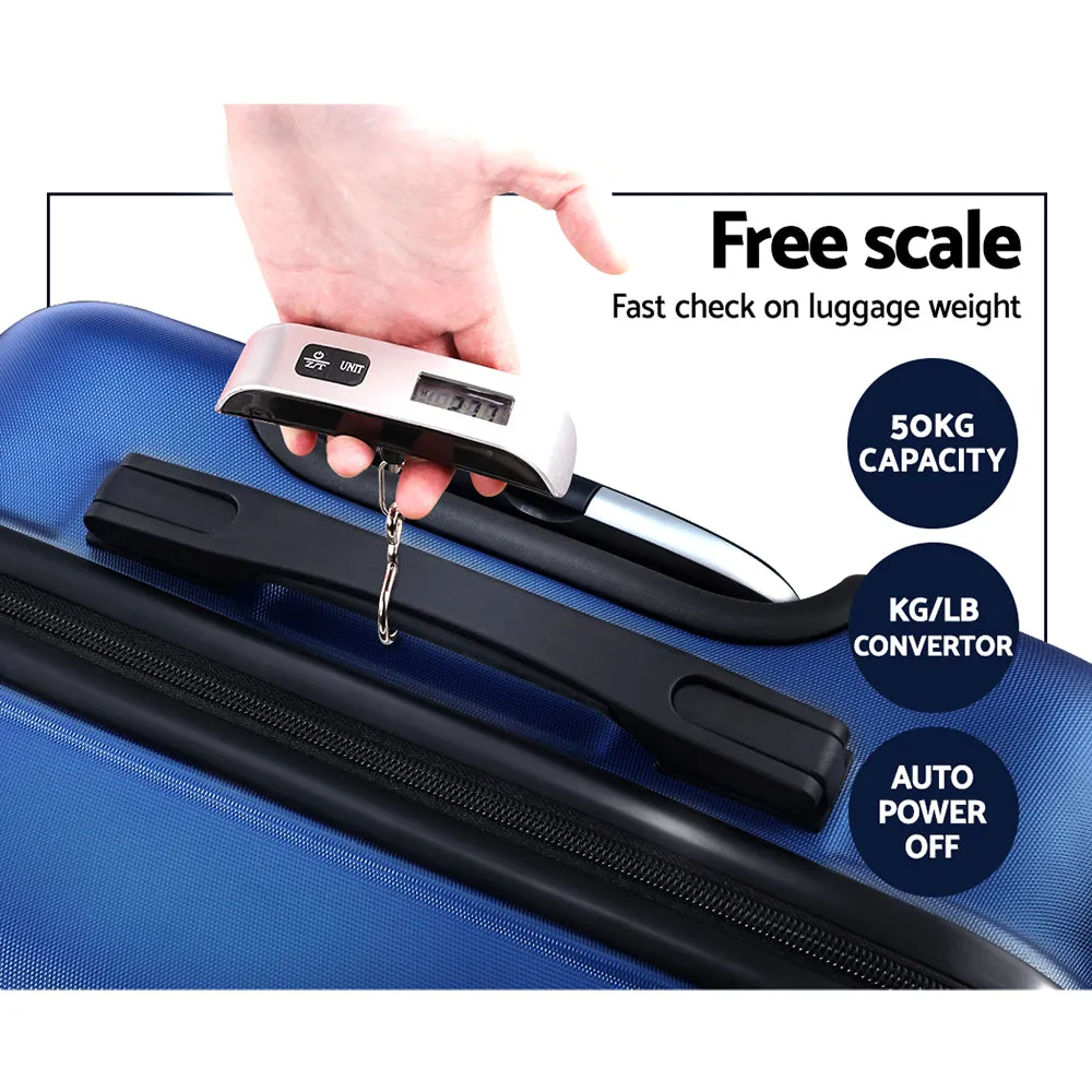 Set of 2 Luggage Travel Sets Suitcase Trolley TSA Lock Bonus Blue