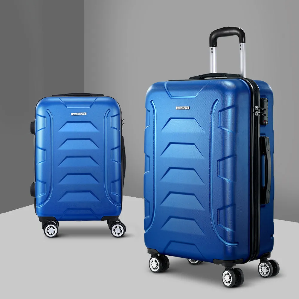 Set of 2 Luggage Travel Sets Suitcase Trolley TSA Lock Bonus Blue