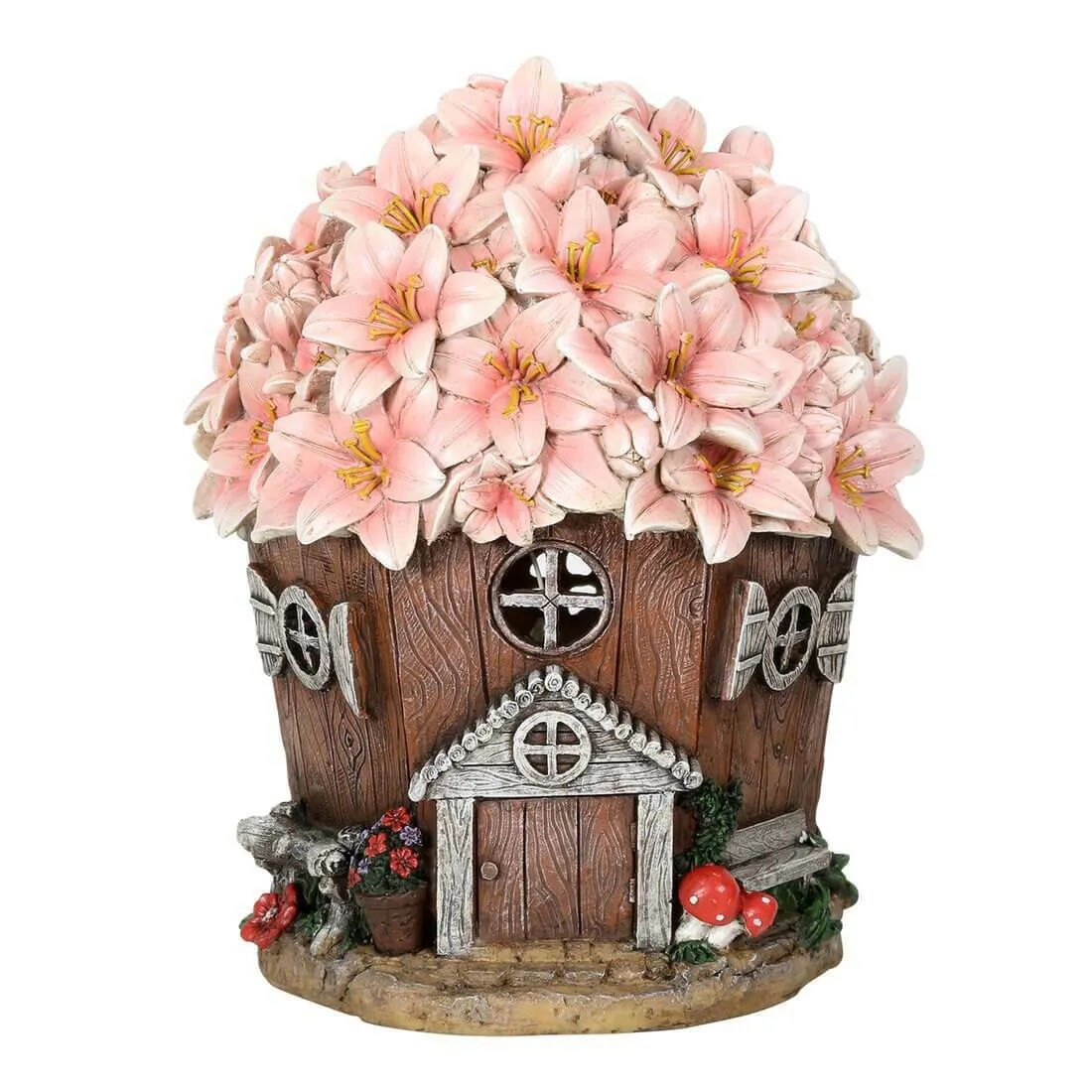 Solar Powered Garden Ornament Light Flower Blossom House