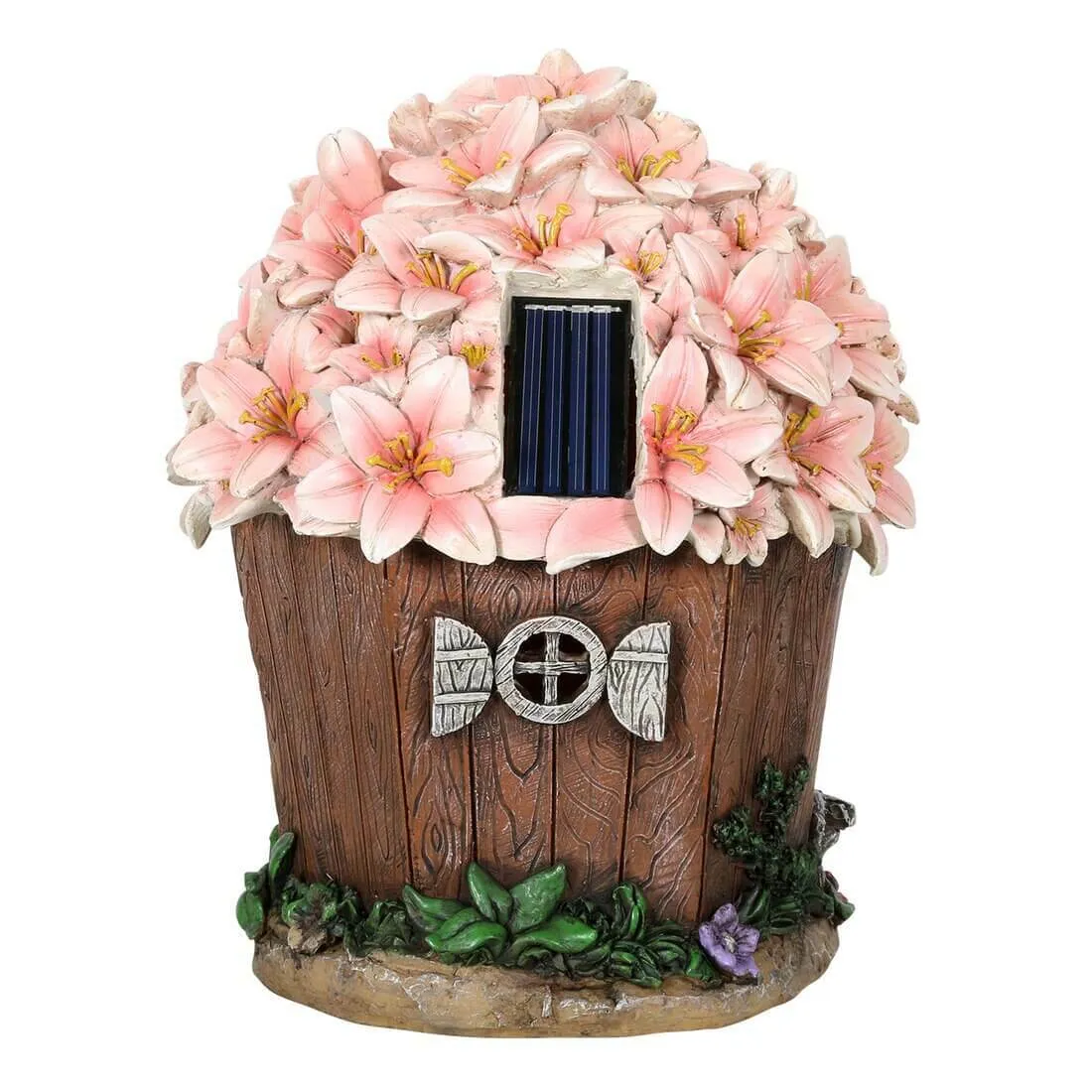 Solar Powered Garden Ornament Light Flower Blossom House