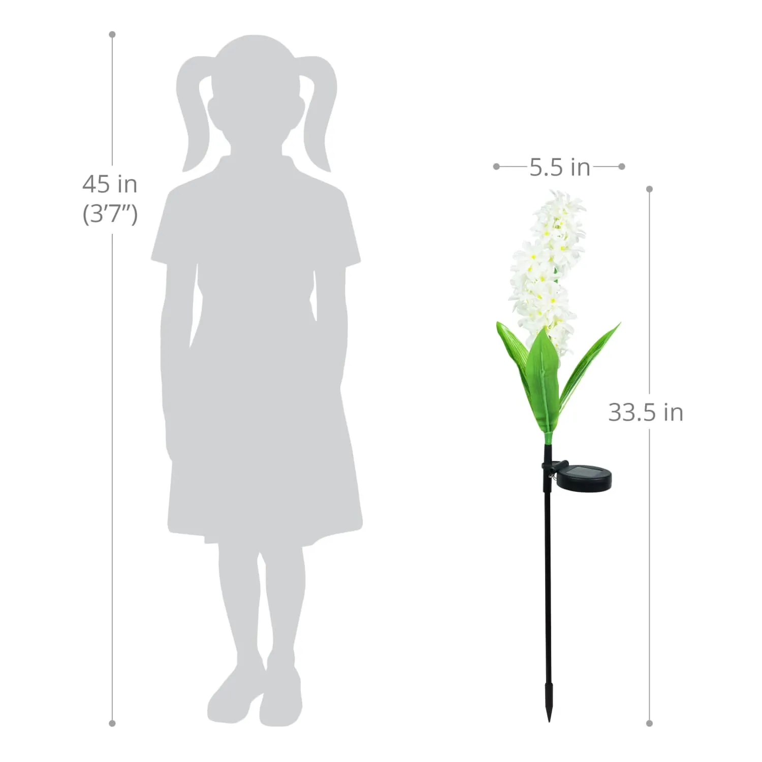 Solar White Fabric Lilac Garden Stake with Color Changing LEDs, 5 by 33.5 Inches