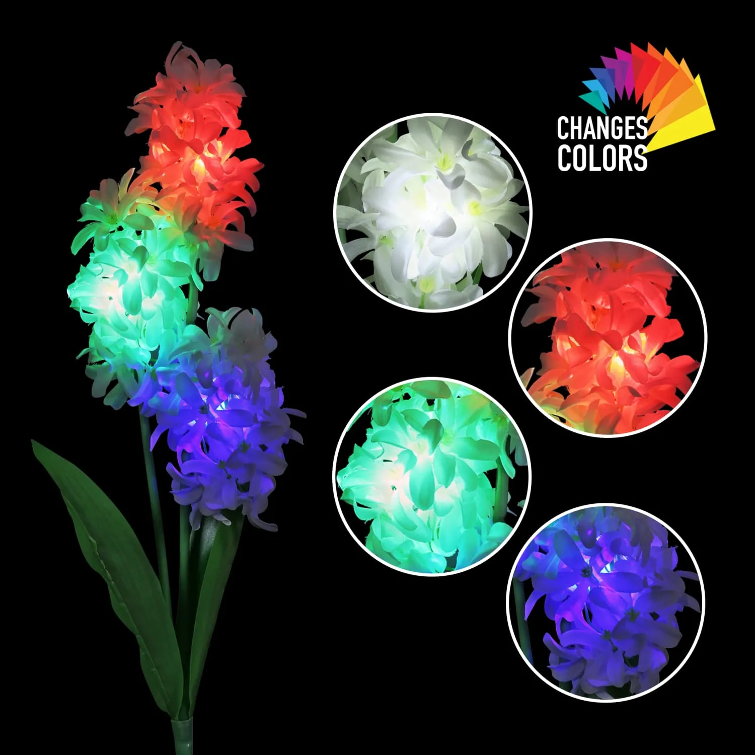 Solar White Fabric Lilac Garden Stake with Color Changing LEDs, 5 by 33.5 Inches
