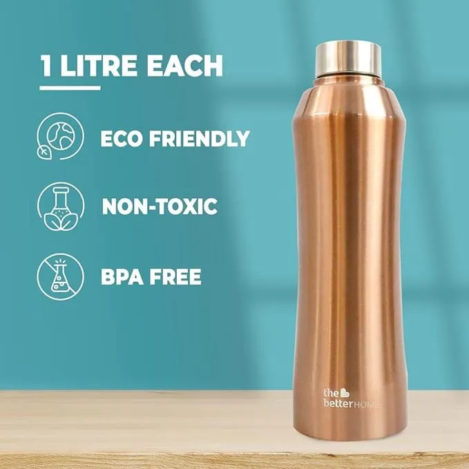 The Better Home FUMATO Presswich 750W Sandwich Maker, 2 Slice Grill, Blue & Stainless Steel Water Bottle 1 Litre Gold