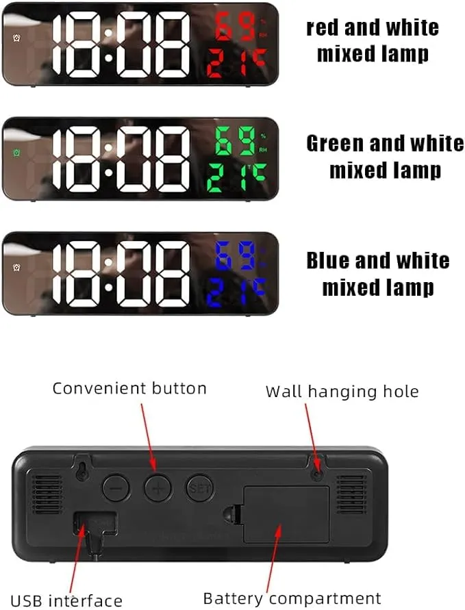 VPGS Desk Clock, Table Clock, Digital Clock, Digital Wall Clock, Clocks for Living Room Decor, Clock for Bedroom, Clocks for Office Green, Digital Clock Large Display