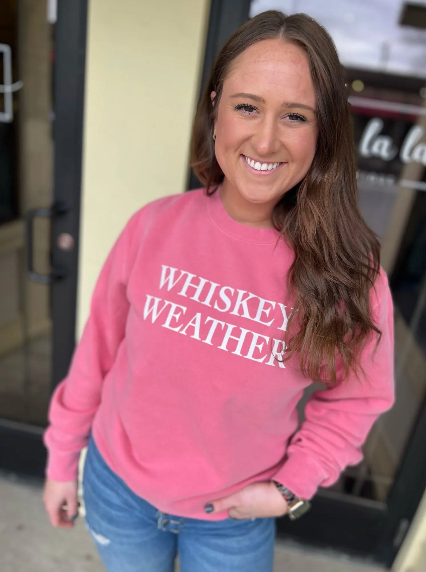 Whiskey Weather Crewneck Sweatshirt [Pink]