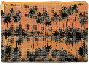 Whiting & Davis Palm Pouch Clutch in Orange Multi
